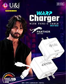 U&i UiCH-5832 Warp Charger With Type-C- Cable Panther series