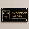 Name Plate for Home Black Gold White Acrylic | Custom House Name Plate (10×5 Inch, Glossy Finish)
