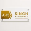 White Gold Acrylic Name Plate for Home | Custom House Name Plate (12×6 Inch, Glossy Finish)