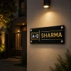 Name Plate for Home Black Gold White Acrylic | Custom House Name Plate (12×6 Inch, Glossy Finish)