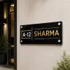 Name Plate for Home Black Gold White Acrylic | Custom House Name Plate (12×6 Inch, Glossy Finish)