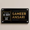 Name Plate for Home Black Gold White Acrylic | Custom House Name Plate (10×5 Inch, Glossy Finish)