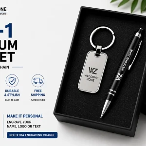 2-in-1 Premium Gift Set – Metal Pen & Keychain with Laser Engraving