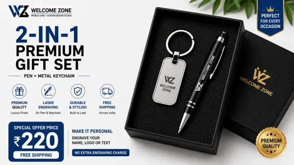 2-in-1 Premium Gift Set – Metal Pen & Keychain with Laser Engraving