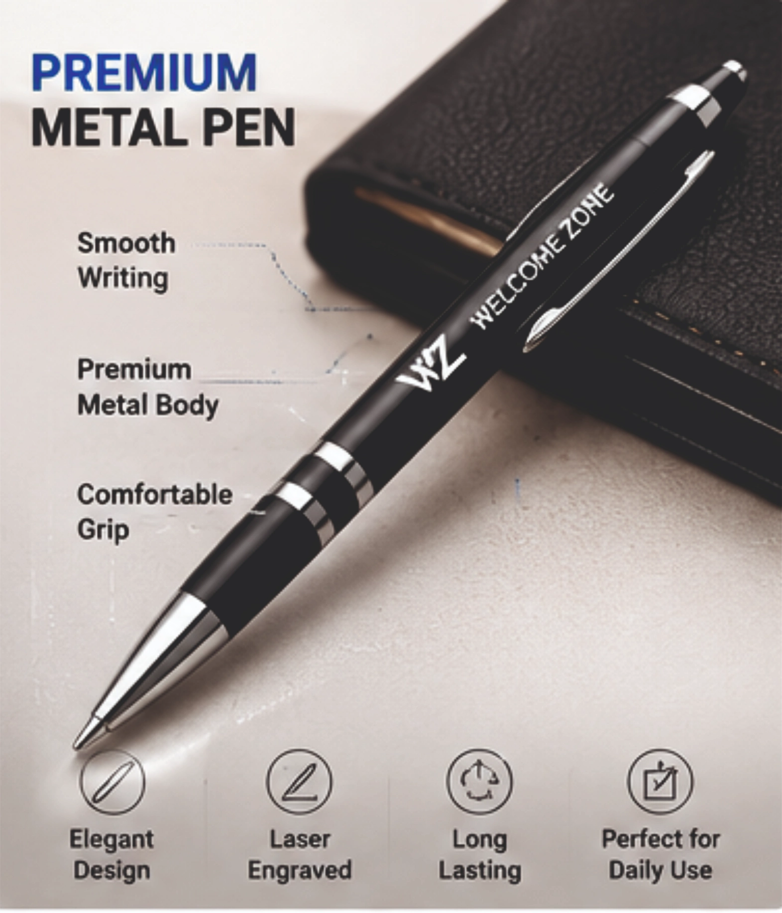 2-in-1 executive gift set final packed view metal pen keychain