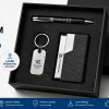 Premium 3-in-1 Corporate Gift Set | Metal Pen, Card Holder & Metal Keychain | Laser Engraving Included