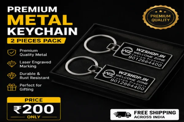 Metal Keychain Rectangle | Custom Laser Engraved | Stainless Steel | 2 Pieces Pack