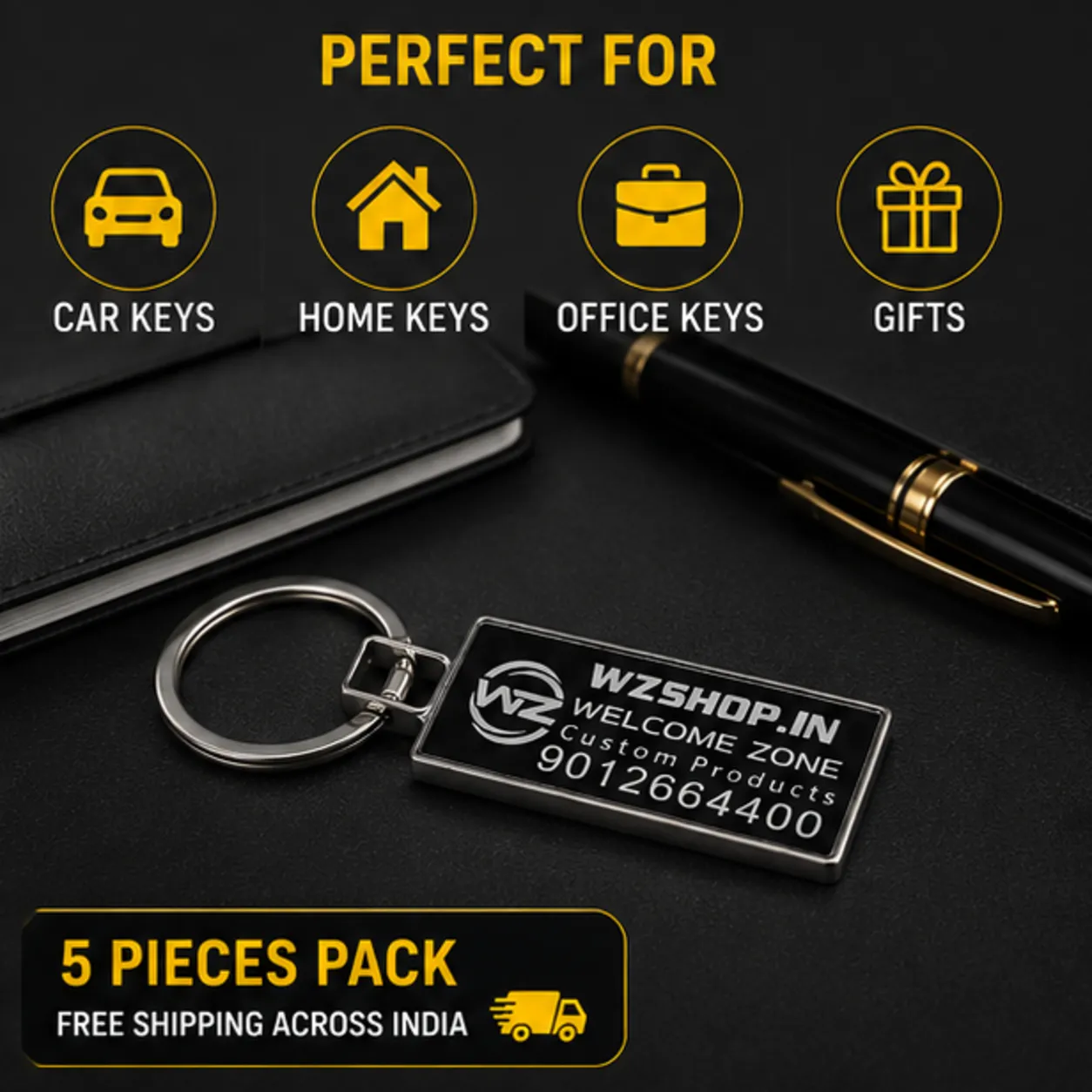 Premium Metal Keychain Pack of 5