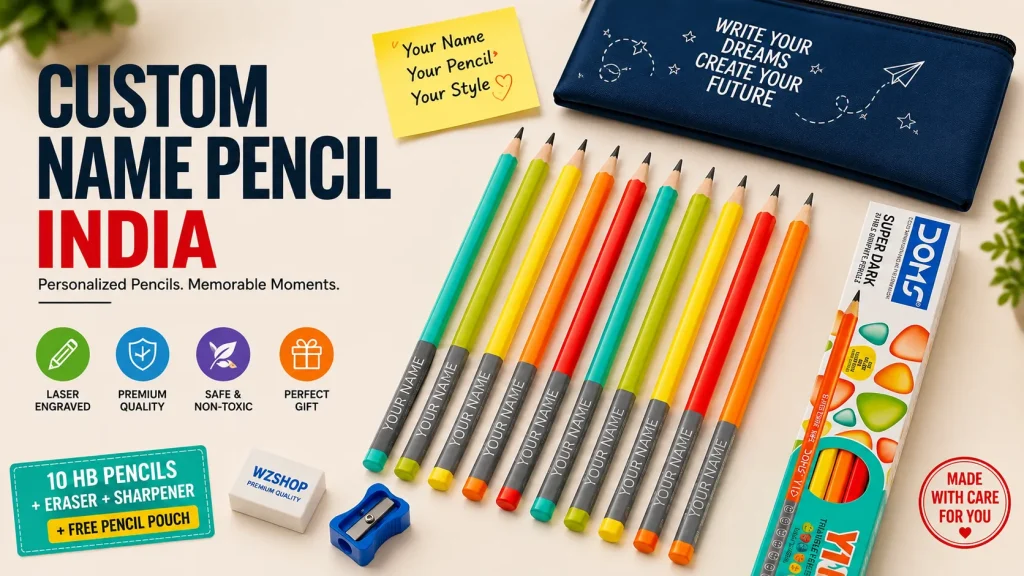 Personalized Name Engraved Pencil Set | Custom Wooden Pencils | WZSHOP